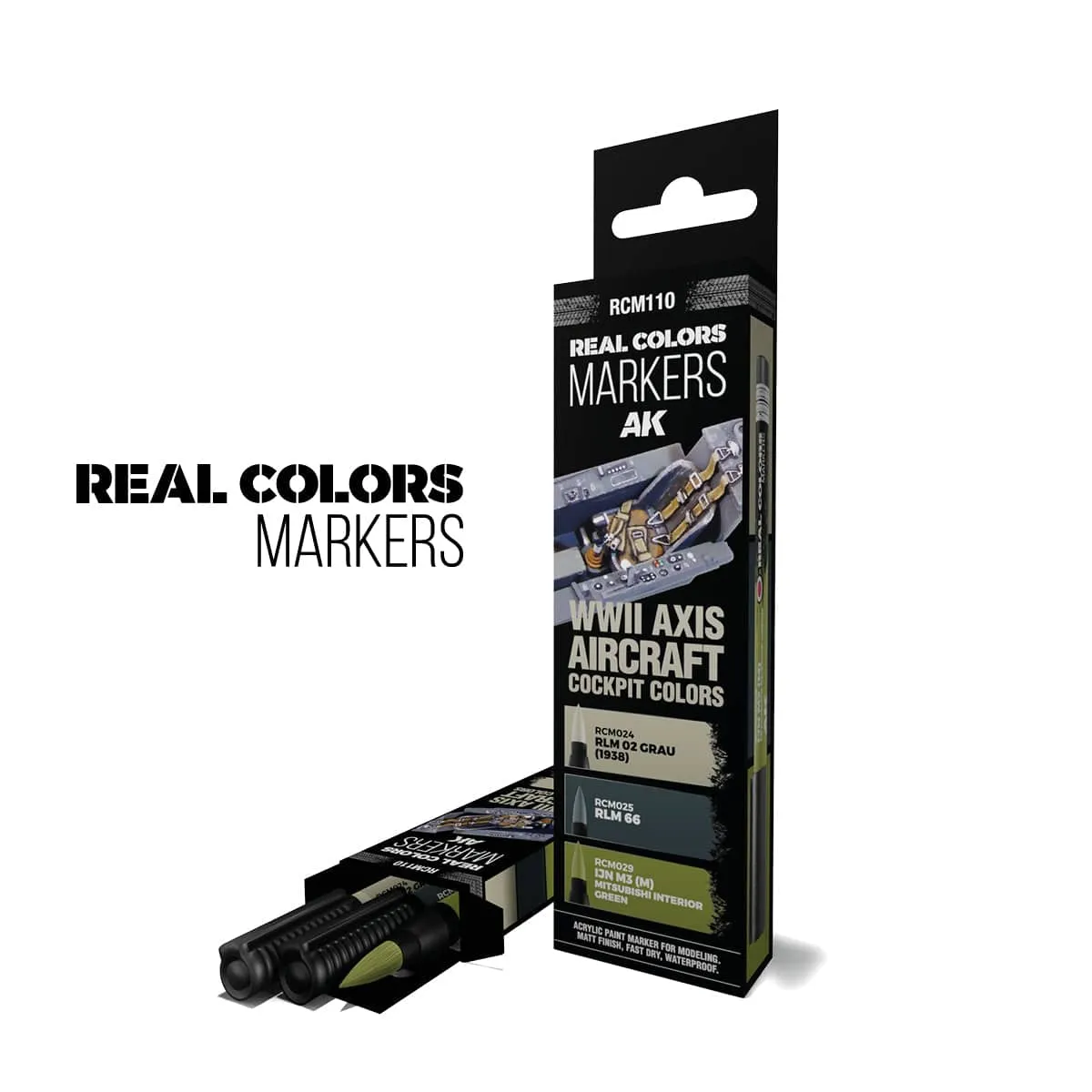 AK Interactive Real Colors Markers Set x3 - WWII Axis Aircraft Cockpit Colors