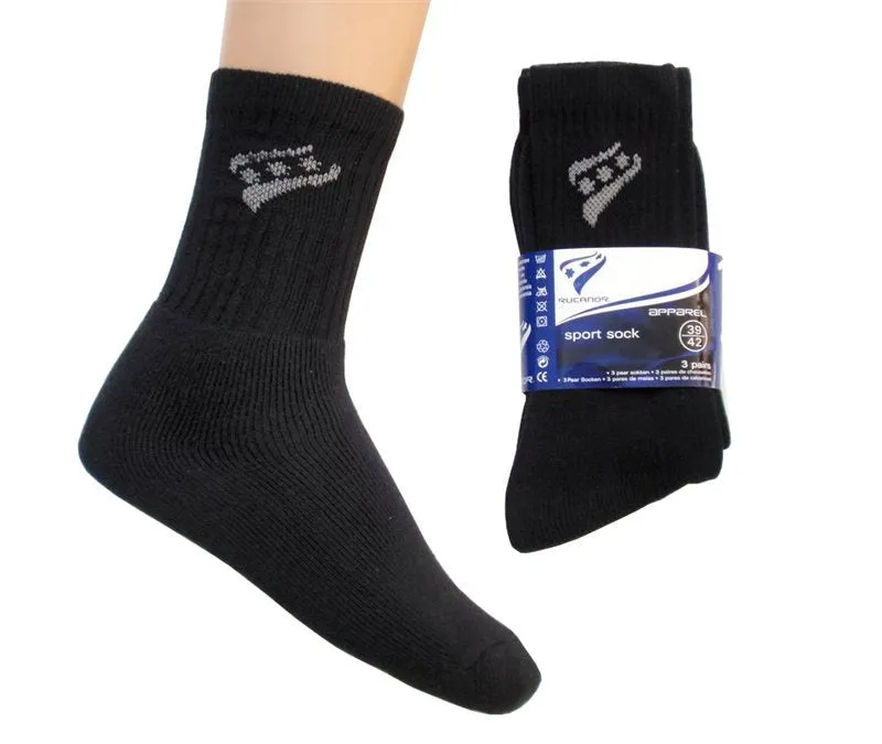 Black Sports Socks 3 Pack