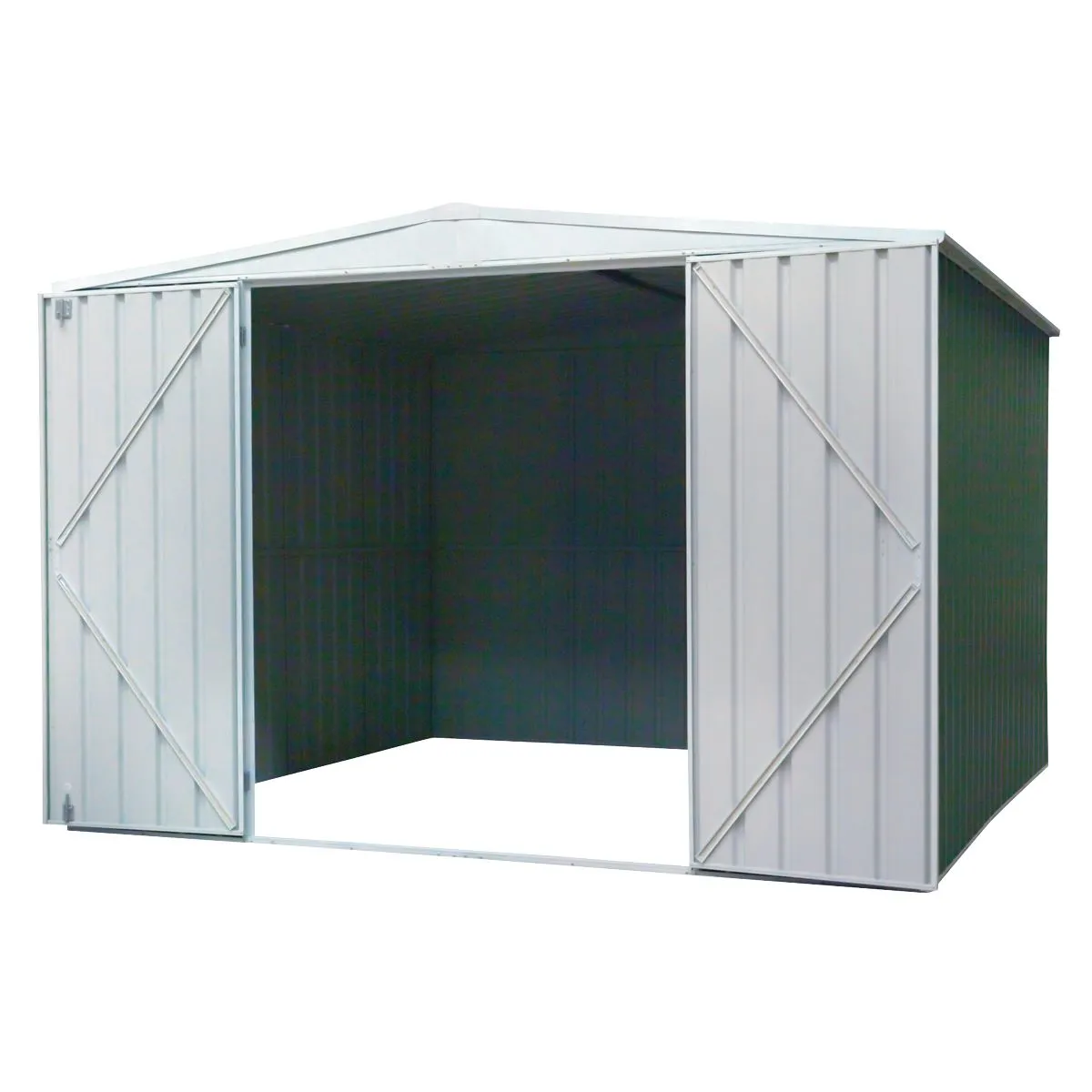 Dellonda Galvanised Steel Metal Garden/Outdoor/Storage Shed, 10FT x 10FT, Apex Style Roof - Green