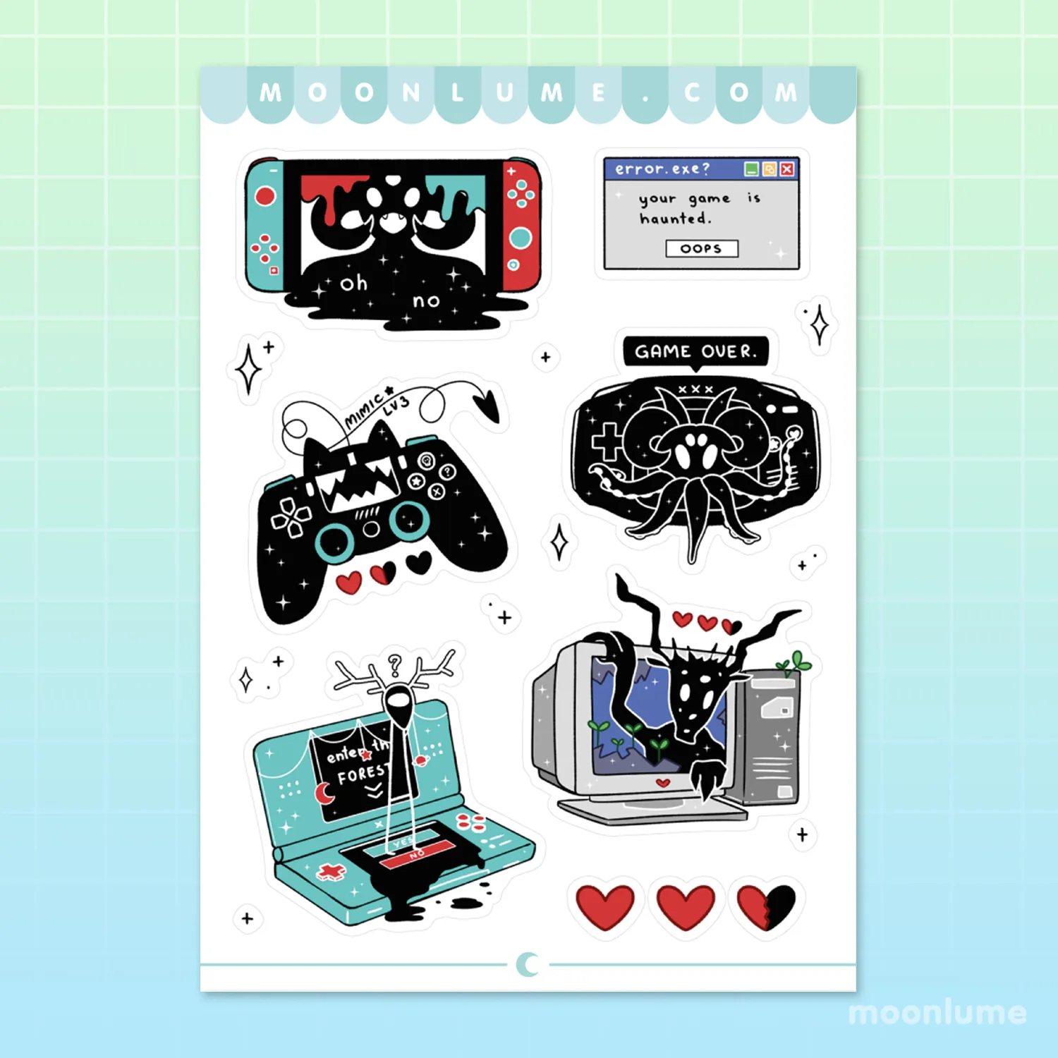 Haunted Spooky Games & Cryptids - matte vinyl sticker sheet